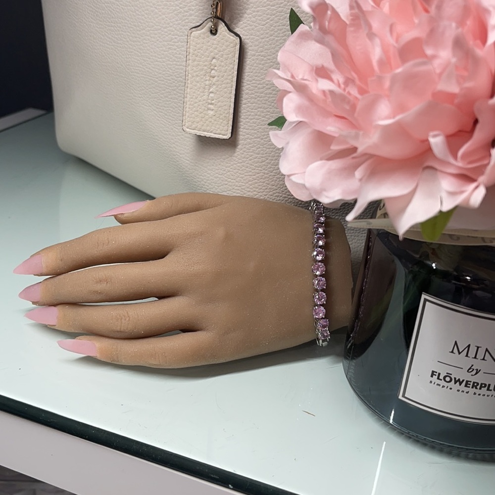 Boho Shabby Chic Pink Tennis Bracelet